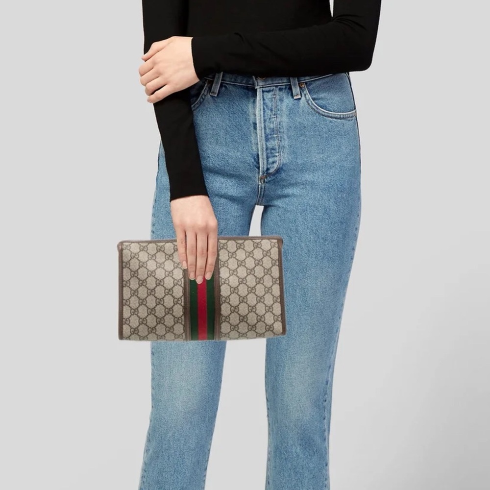 GUCCI Clutch bag Sherry line GG Supreme Canvas. - Picture 5 of 17